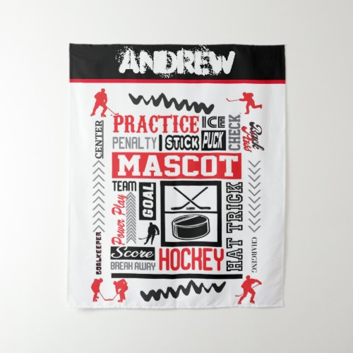 Boys Hockey Terminology Personalized  Tapestry