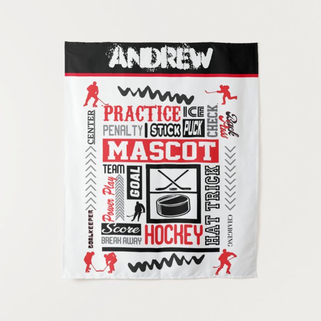 Boys Hockey Terminology Personalized  Tapestry (Front)