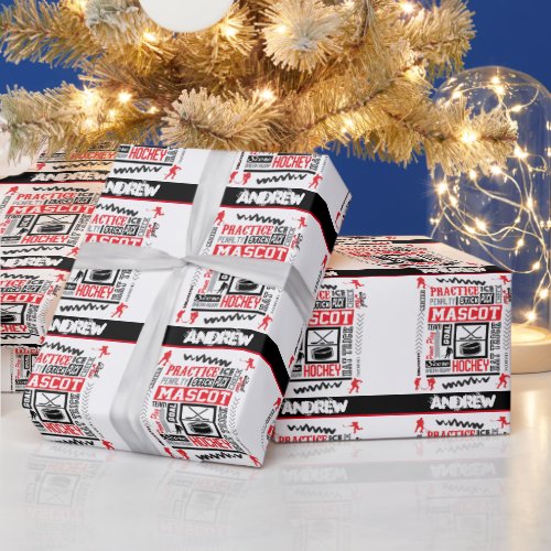 Boys Hockey Terminology Personalized  Wrapping Paper