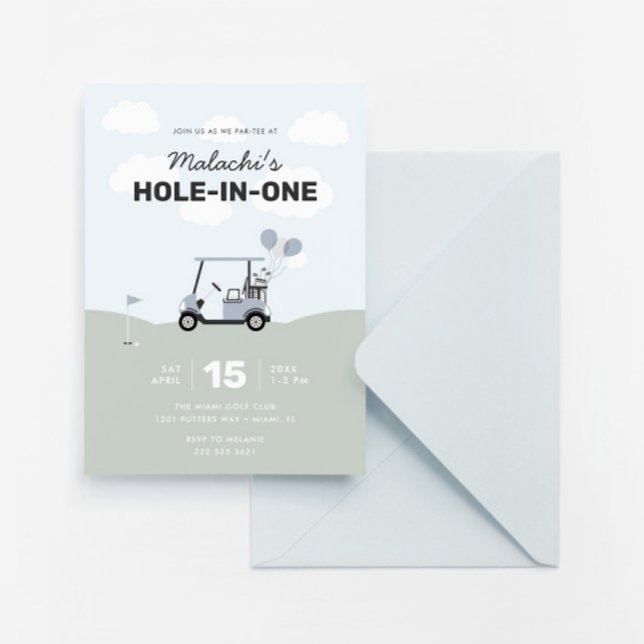 Boys' Hole-In-One Golf 1st Birthday Invitation (Creator Uploaded)