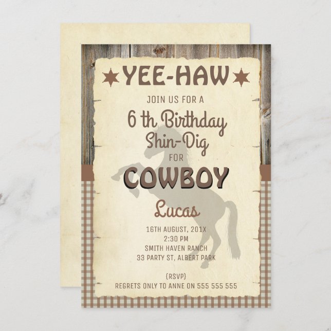 Boys Horse Wild West Birthday Party Invitation (Front/Back)