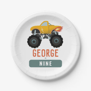 Boys Hot Truck Kids Birthday Paper Plates