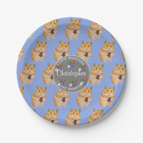 Boys I love Hamsters Easter Pattern Paper Plates