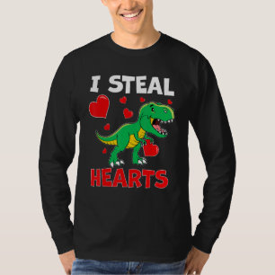 Boys I Steal Hearts Dinosaur Lover Kids Valentine' T-Shirt