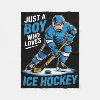 Boys Ice Hockey Fleece Blanket