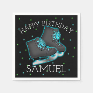 Boy's Ice Skate Birthday Paper Napkins