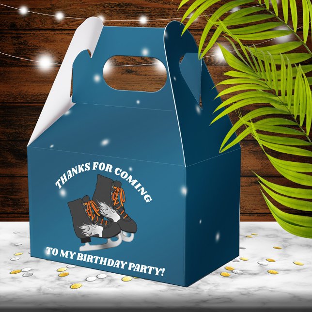 Boy's Ice Skate Birthday Party Favor Boxes (Creator Uploaded)