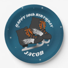 Boy's Ice Skate Birthday Party Paper Plate