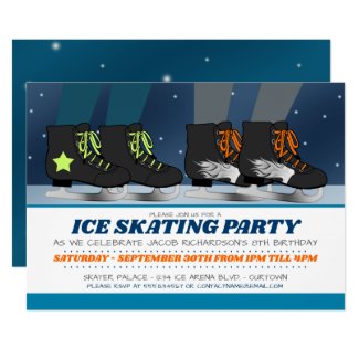 Boys Ice Skating Party Birthday Invitations