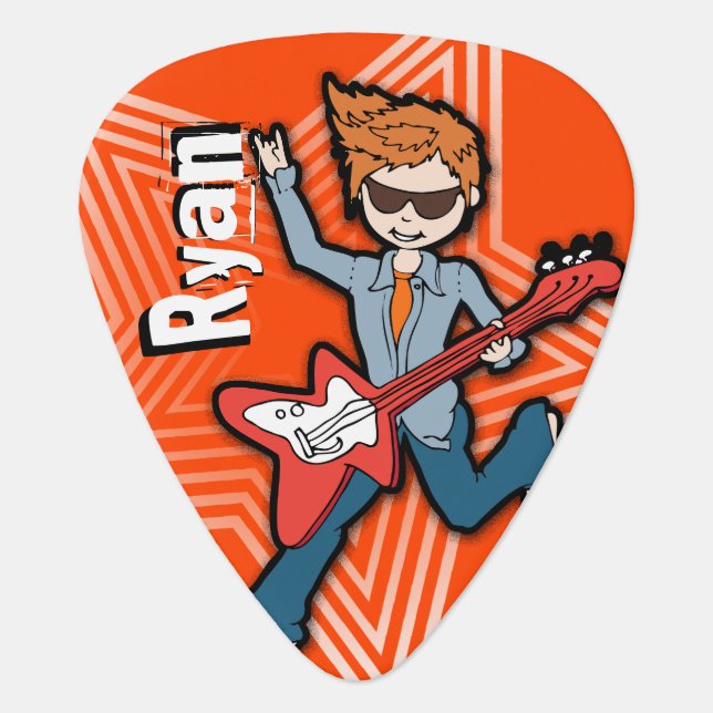 Boys id named rockstar orange guitar pick (Front)
