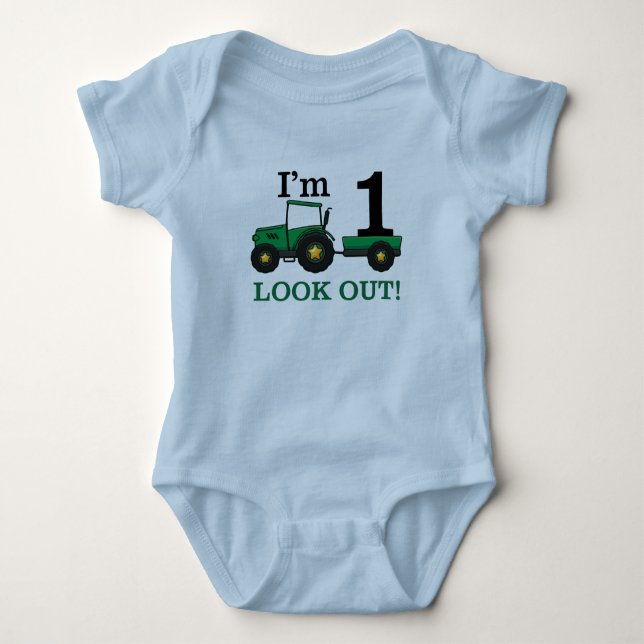 Boys Im two ,Farm Tractor birthday  Baby Bodysuit (Front)