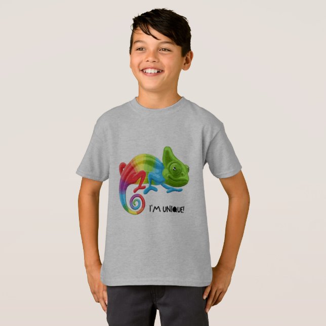 Boys' I'm Unique Chameleon T-Shirt - Vibrant (Front Full)