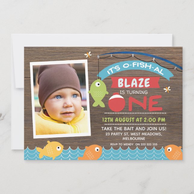 Boy's It's o-fish-al 1st Birthday Invitation (Front)