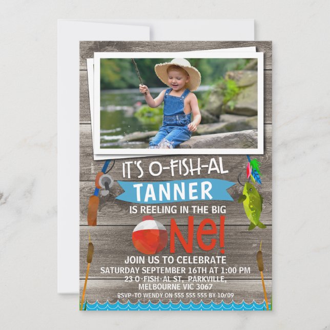 Boy's Its O-fish-al First 1st Birthday Invitation (Front)