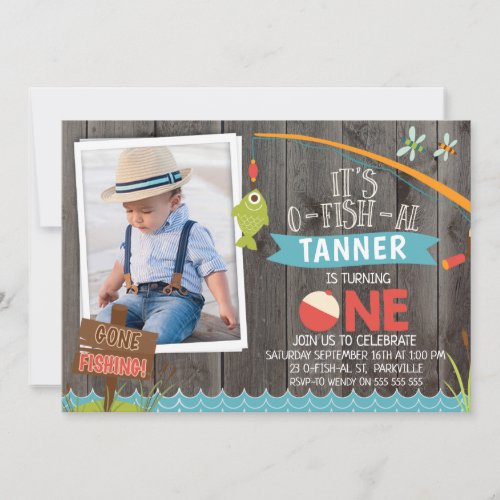Boy's Its O-fish-al Photo1st Birthday Invitation