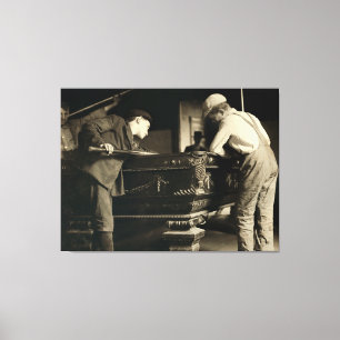 Boys Jostle for Rank at the Pool Table - May 1910 Canvas Print