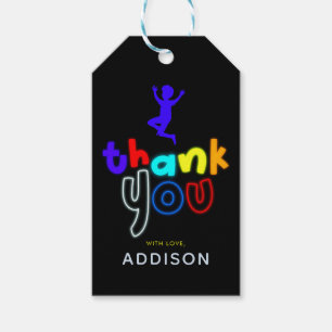 Boys Jump Neon Trampoline Birthday Favor Gift Tags