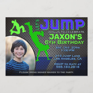 Boy's Jump Photo Birthday Party Invitation