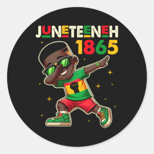 Boys Juneteenth Dabbing Black King Melanin Brown S Classic Round Sticker