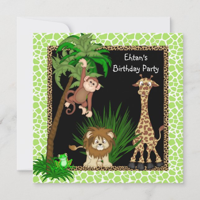 Boys Jungle Birthday Party Invitation (Front)