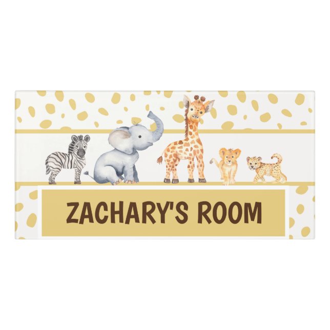 Boy's Jungle Safari Animal Kids Classic Room Door Sign (Classic Front)