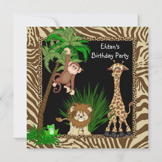 Boys Jungle Safari Birthday Party Invitation (Front)