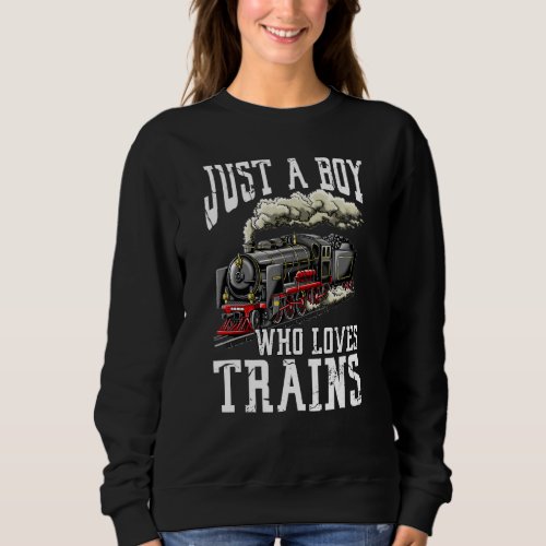 Boys Just A Boy Who Loves Trains This Boy Loves Tr Sweatshirt