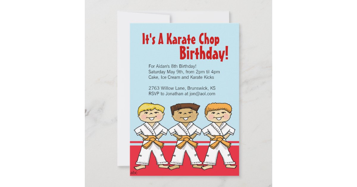 Boys Karate Chop Party Invitations | Zazzle