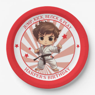 Boy's Karate Martial Arts Birthday Party Paper Plates