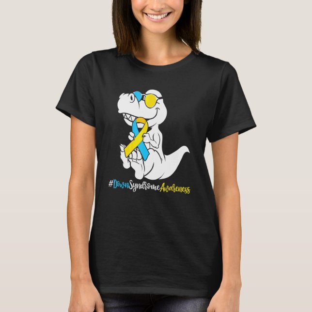 Boys Kids Down Syndrome T Rex Dinosaur  Trisomy T2 T-Shirt (Front)