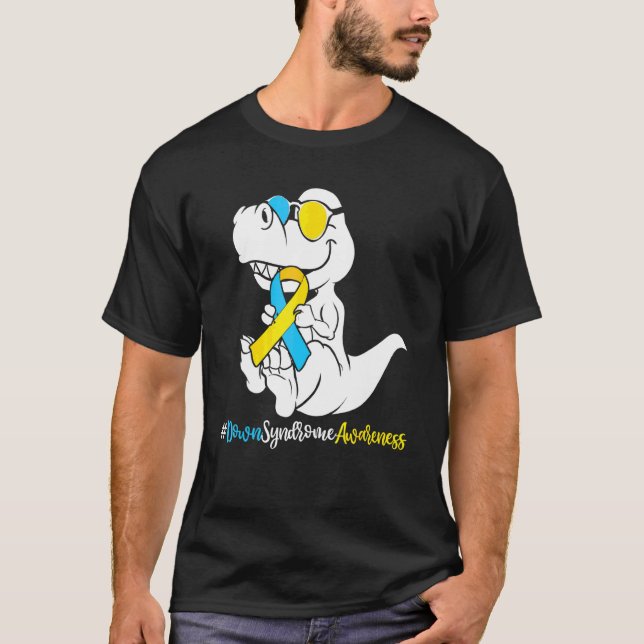 Boys Kids Down Syndrome T Rex Dinosaur  Trisomy T2 T-Shirt (Front)