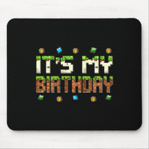 Boys Kids It's My Birthday Video Gamer Pixel Numbe Mouse Pad