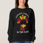 Boys Kids Thanksgiving Day  Coolest Turkey In The  Sweatshirt
