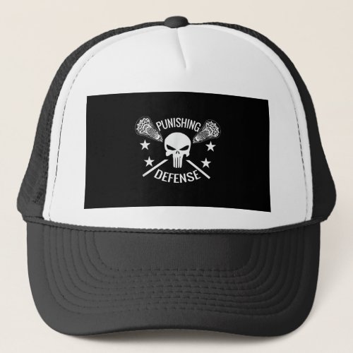 Boys Lacrosse Skull and Sticks Gift Trucker Hat