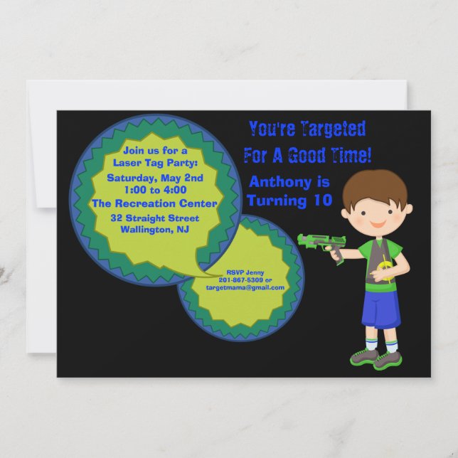 Boys Laser Tag Birthday Party Invitation (Front)