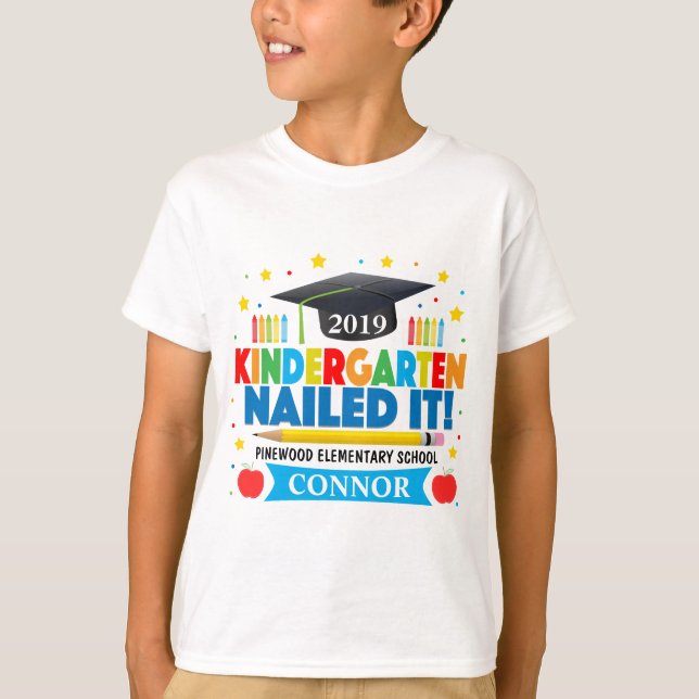 Boy's Last Day of Kindergarten Nailed It T-shirt (Front)