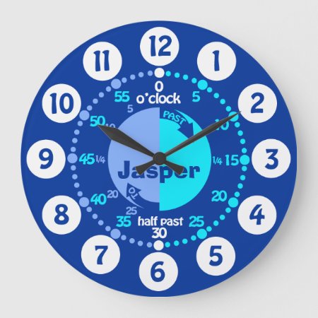 Boys Learn To Tell Time Blue Named Clock
