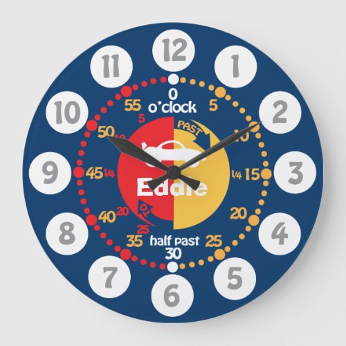 Boys learn to tell time blue red named car clock