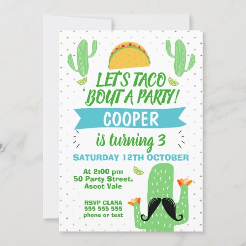 Boys Lets Taco bout A Party Birthday Invitation