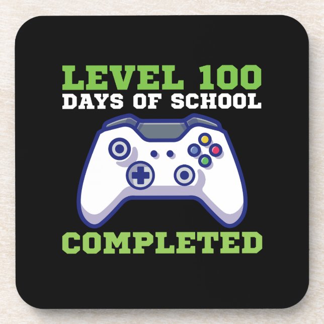 Boys Level 100 Days Of School Completed  Beverage Coaster (Front)