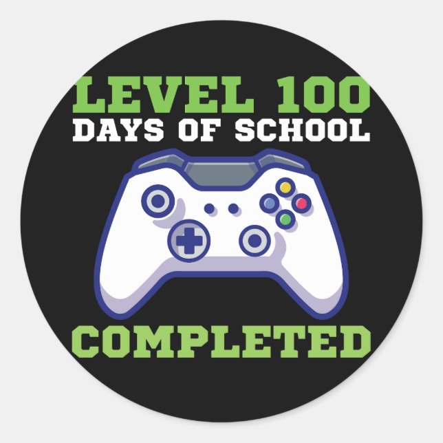 Boys Level 100 Days Of School Completed  Classic Round Sticker (Front)