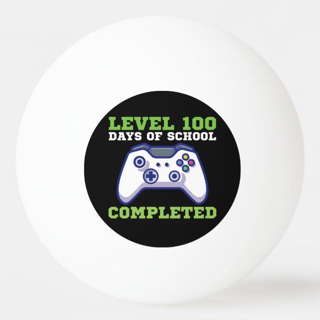 Boys Level 100 Days Of School Completed  Ping Pong Ball (Front)