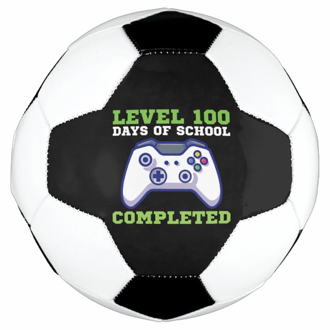 Boys Level 100 Days Of School Completed  Soccer Ball (Front)