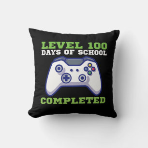 Boys Level 100 Days Of School Completed Throw Pillow