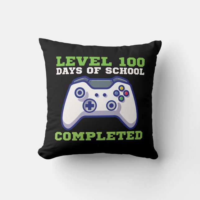 Boys Level 100 Days Of School Completed  Throw Pillow (Front)