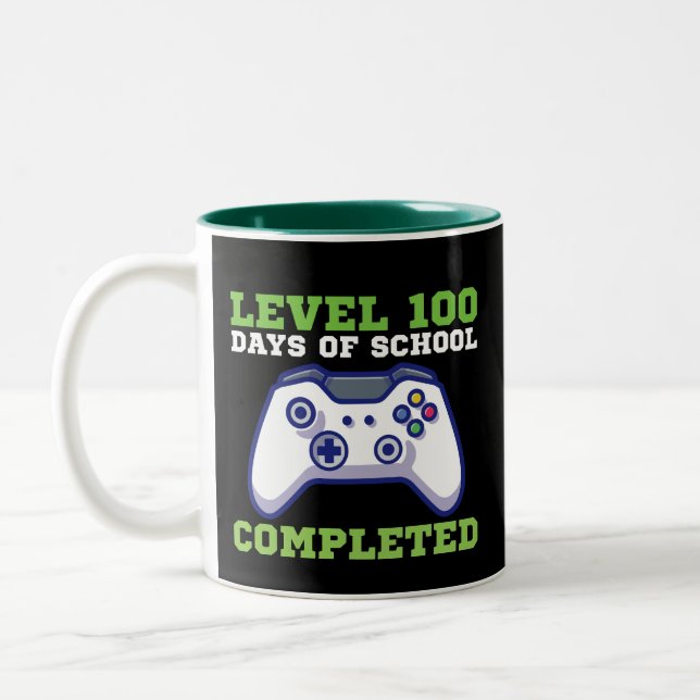 Boys Level 100 Days Of School Completed  Two-Tone Coffee Mug (Left)
