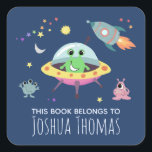 Boys Library Cute Space Alien Name Kids Bookplate<br><div class="desc">This beautiful boys 'this book belongs' bookplate sticker design features a space alien monster cartoon, with a rocket ship, sun, planet and moon, and has place for you to add your kids name in lovely typography. Perfect for your child's back to school supplies, or children's library. Check out the rest...</div>