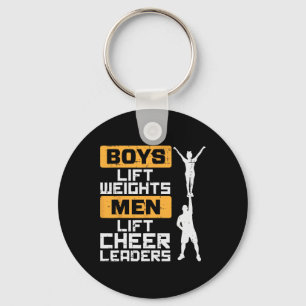 Boys Lift Weights Men Cheerleader Funny Cheerleadi Keychain