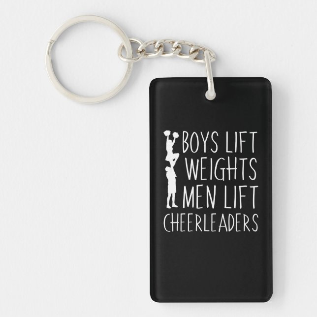 Boys Lift Weights Men Lift Cheerleaders Keychain (Front)