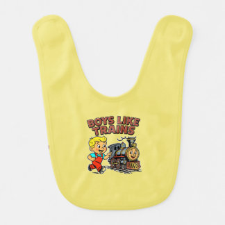 Boys like trains baby bib
